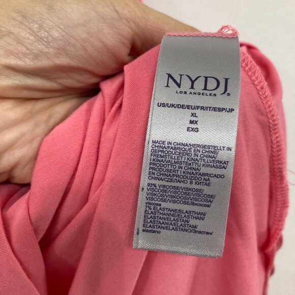 New NYDJ size XL Pink Cold Shoulder Stretch Knit 3/4 Sleeve Blouse Comfy Elegant - Picture 8 of 10